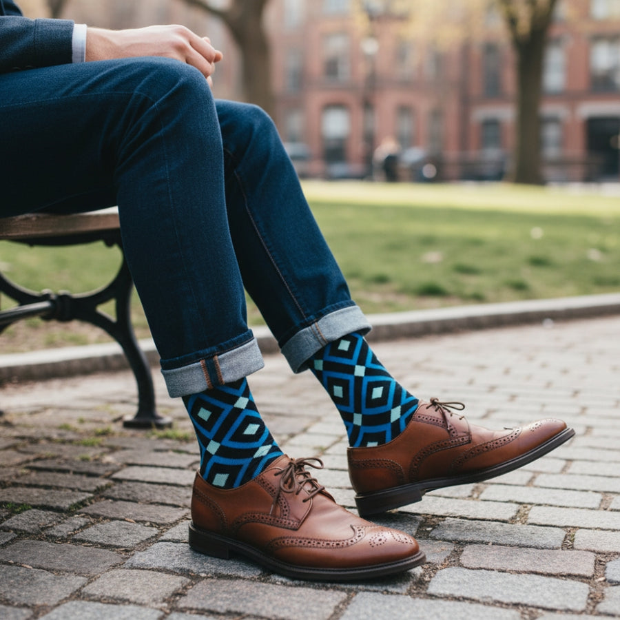 Mirrors Dress Socks - Blue
