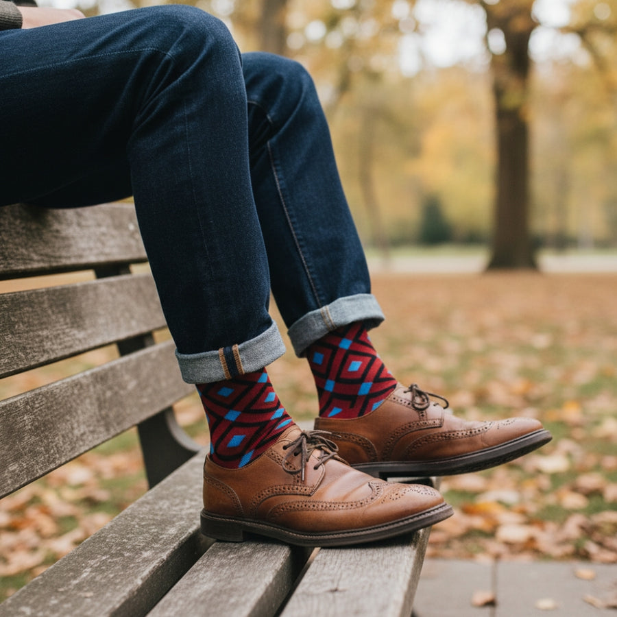 Mirrors Dress Socks - Burgundy