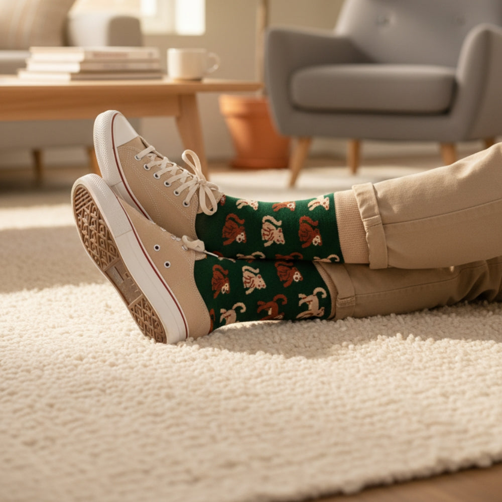 Premium Seamless Crew Socks - Fun Patterns & Stay-Up Organic Cotton - Monkey