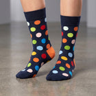 Women's Crew Dress Socks - Big Polka Navy