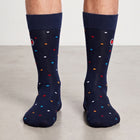 Men's Mid-Calf Dress Socks - Mini Polka Navy