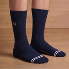 Men's Mid-Calf Dress Socks - Ribbed Solid Navy