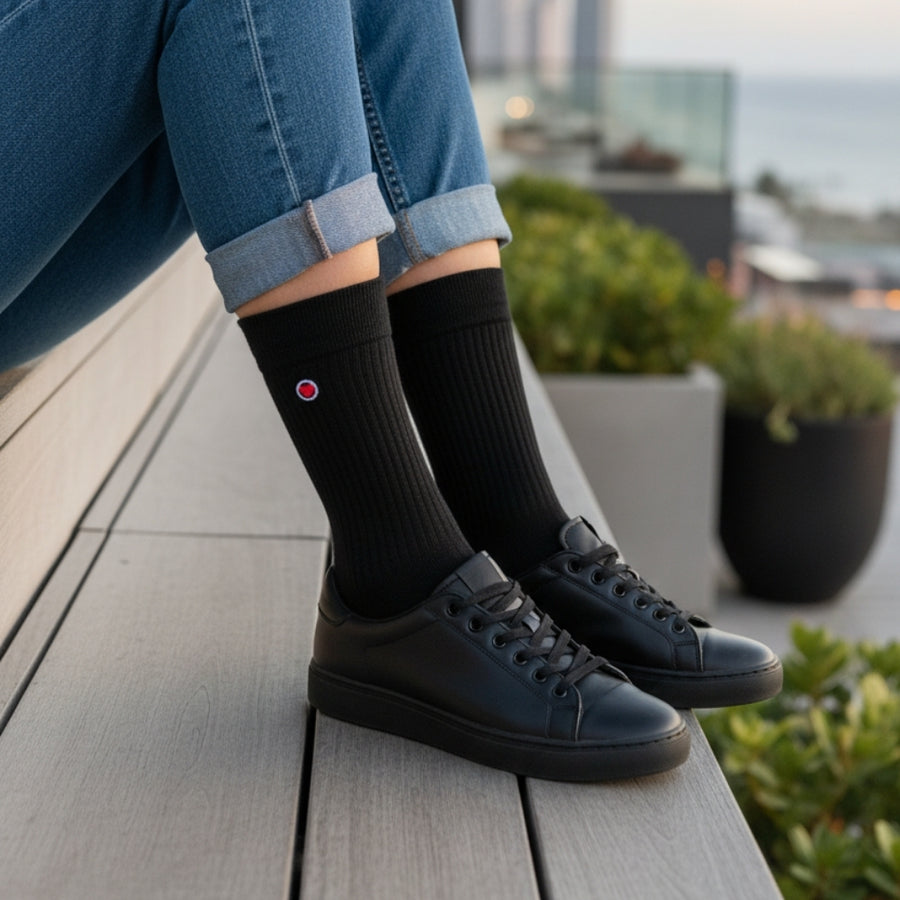 Women's Seamless Dress Socks - Ribbed Black — organic cotton socks by Love Sock Company
