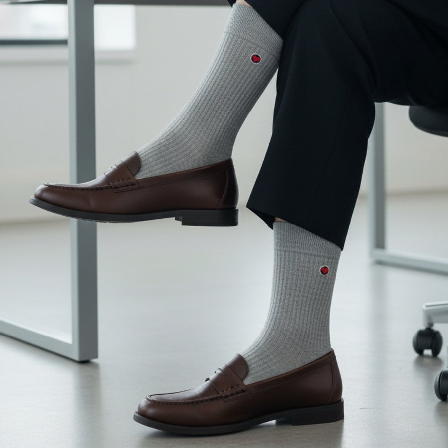 Women's Seamless Dress Socks - Ribbed Grey — organic cotton socks by Love Sock Company