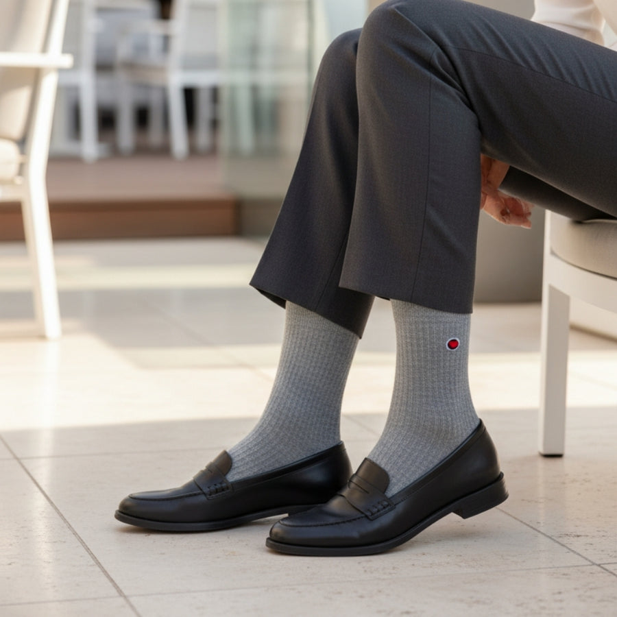 Women's Seamless Dress Socks - Ribbed Grey — organic cotton socks by Love Sock Company