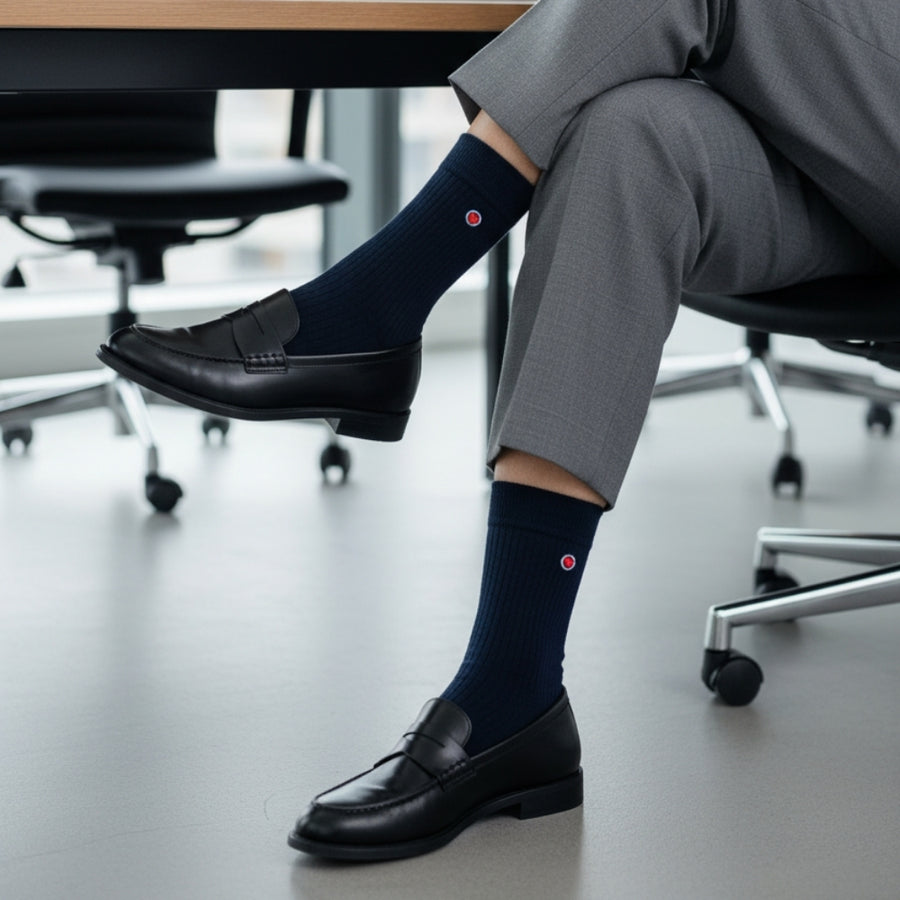 Women's Crew Socks - Ribbed Navy — organic cotton socks by Love Sock Company