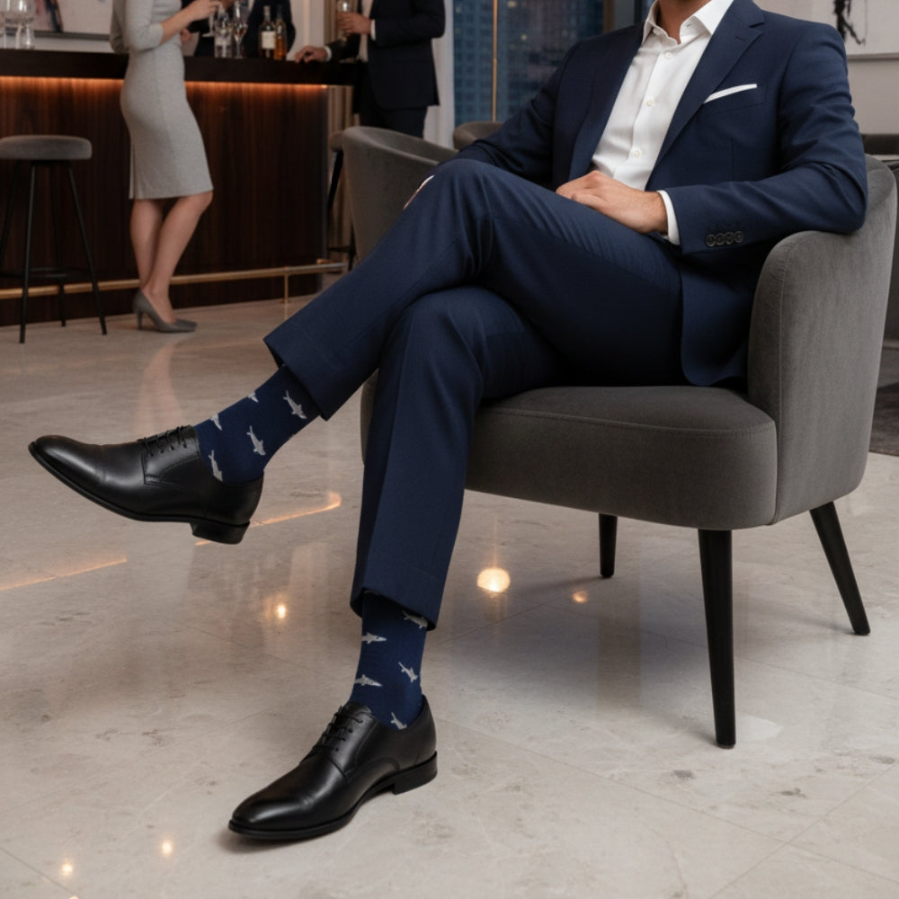 Luxury 1-Pack: Premium Organic Cotton Mid-Calf Dress Socks - Shark
