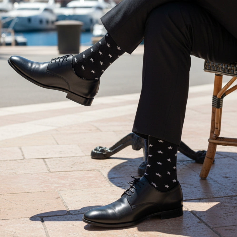 Men's Mid-Calf Dress Socks - Star Pattern — organic cotton socks by Love Sock Company