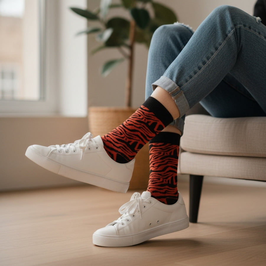 Women's Seamless Dress Socks - Tiger — organic cotton socks by Love Sock Company