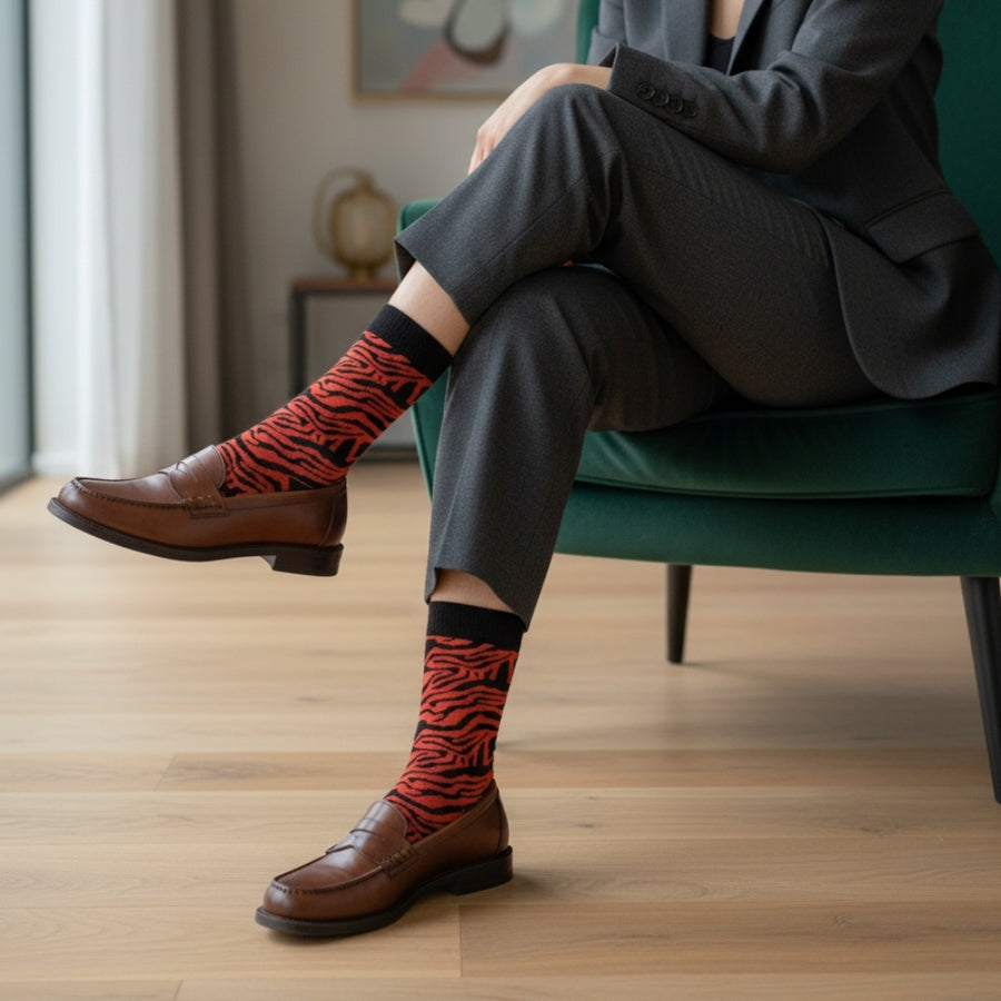 Women's Seamless Dress Socks - Tiger — organic cotton socks by Love Sock Company