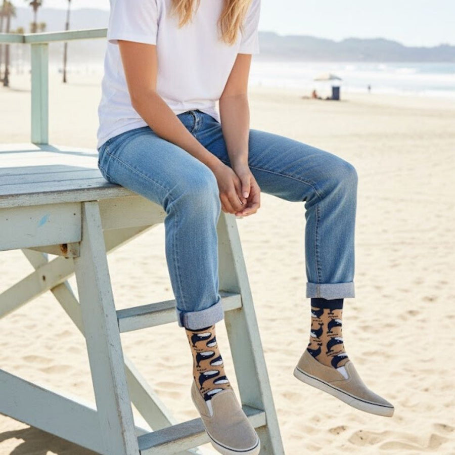 Women's Novelty Crew Socks - Whale — organic cotton socks by Love Sock Company