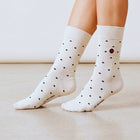 Women's Crew Socks - Mini Polka White