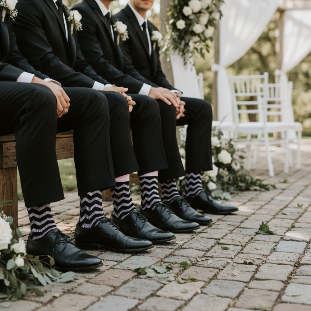 Zig Zag Dress Socks - Black, men&