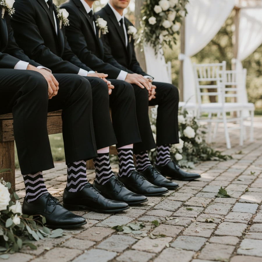 Zig Zag Dress Socks - Black, men's organic cotton dress socks - Love Sock Company