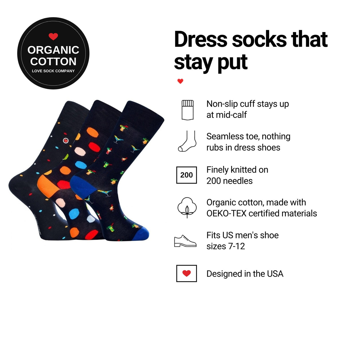 Love Sock Company Happy Hour 3-pack men&