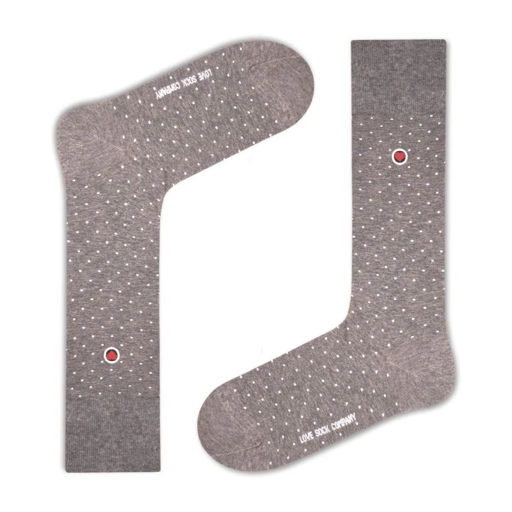 Biz Dots Men's Polka Dot Premium Dress Socks Grey Love Sock Company  (M) - LOVE SOCK COMPANY