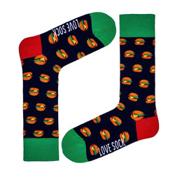 Love Sock Company Burger Novelty Crew Socks (Unisex) - LOVE SOCK COMPANY