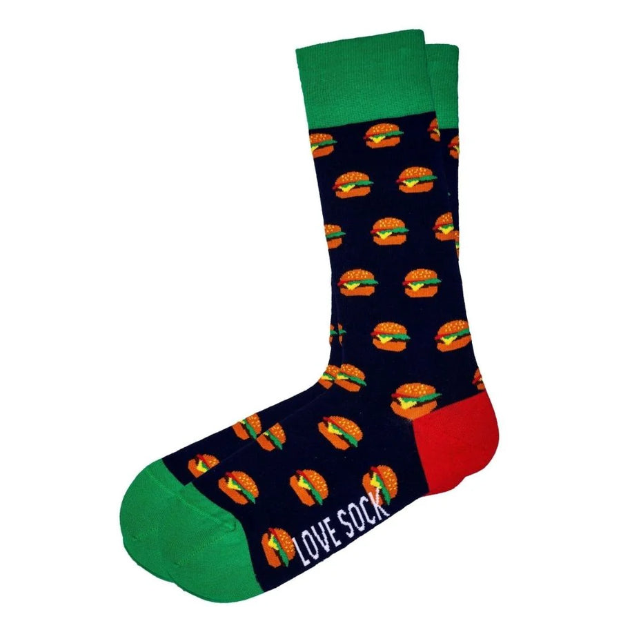 Love Sock Company Burger Novelty Crew Socks (Unisex) - LOVE SOCK COMPANY