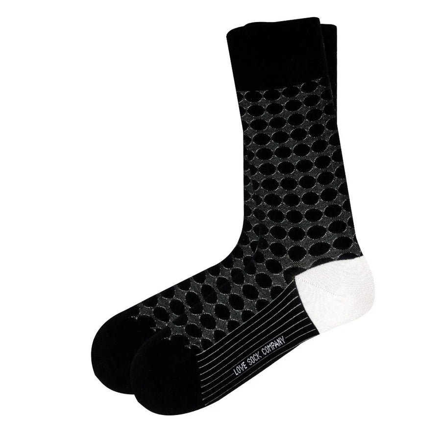 Circles Crew Socks Black (W) - LOVE SOCK COMPANY
