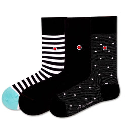 Love Sock Company 3 Pair Colorful Funky Women's Crew Dress Socks Supreme Black - LOVE SOCK COMPANY