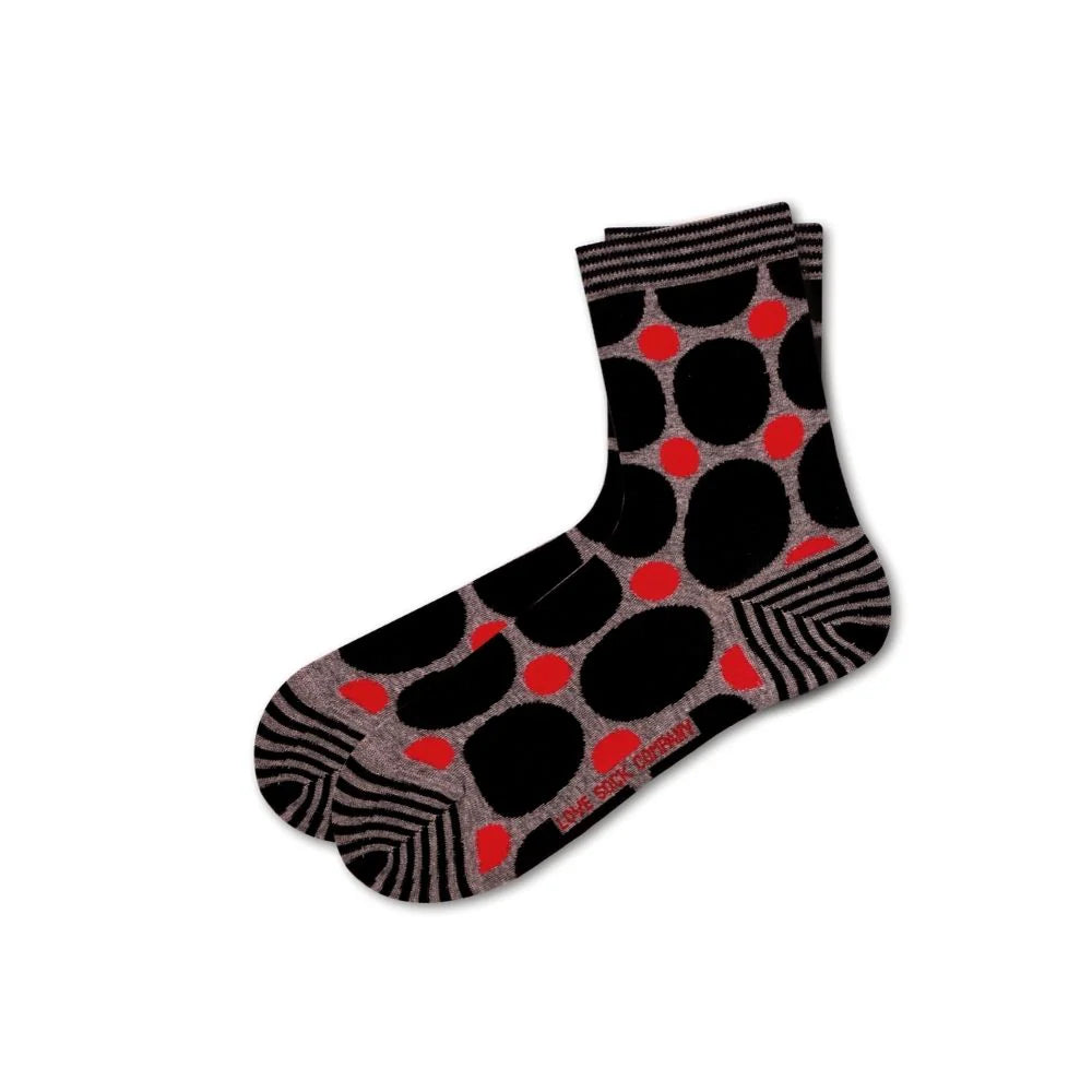 Polka Dots Women Fun Colorful Grey Quarter Crew Socks (W) - LOVE SOCK COMPANY