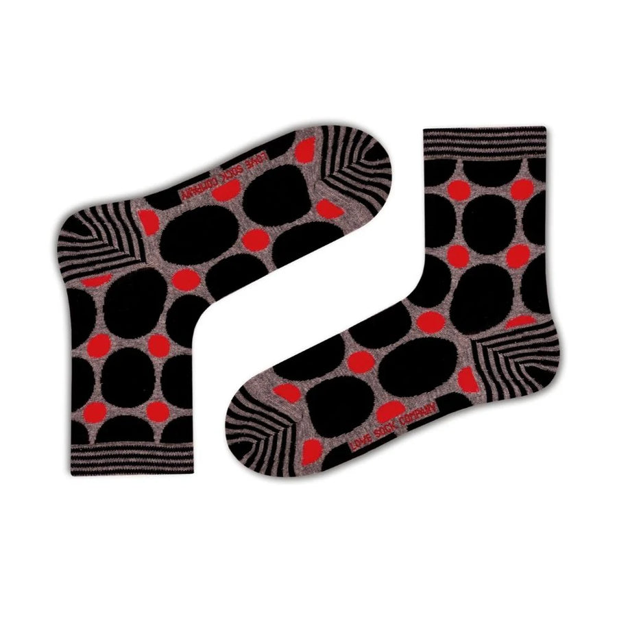 Polka Dots Women Fun Colorful Grey Quarter Crew Socks (W) - LOVE SOCK COMPANY