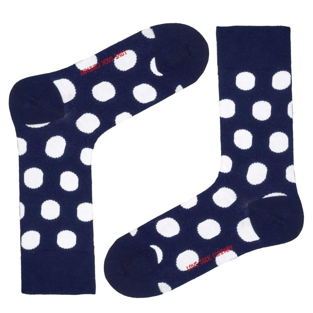 Women's Polka Dot Trouser Socks - Big Polka Navy (W) - LOVE SOCK COMPANY