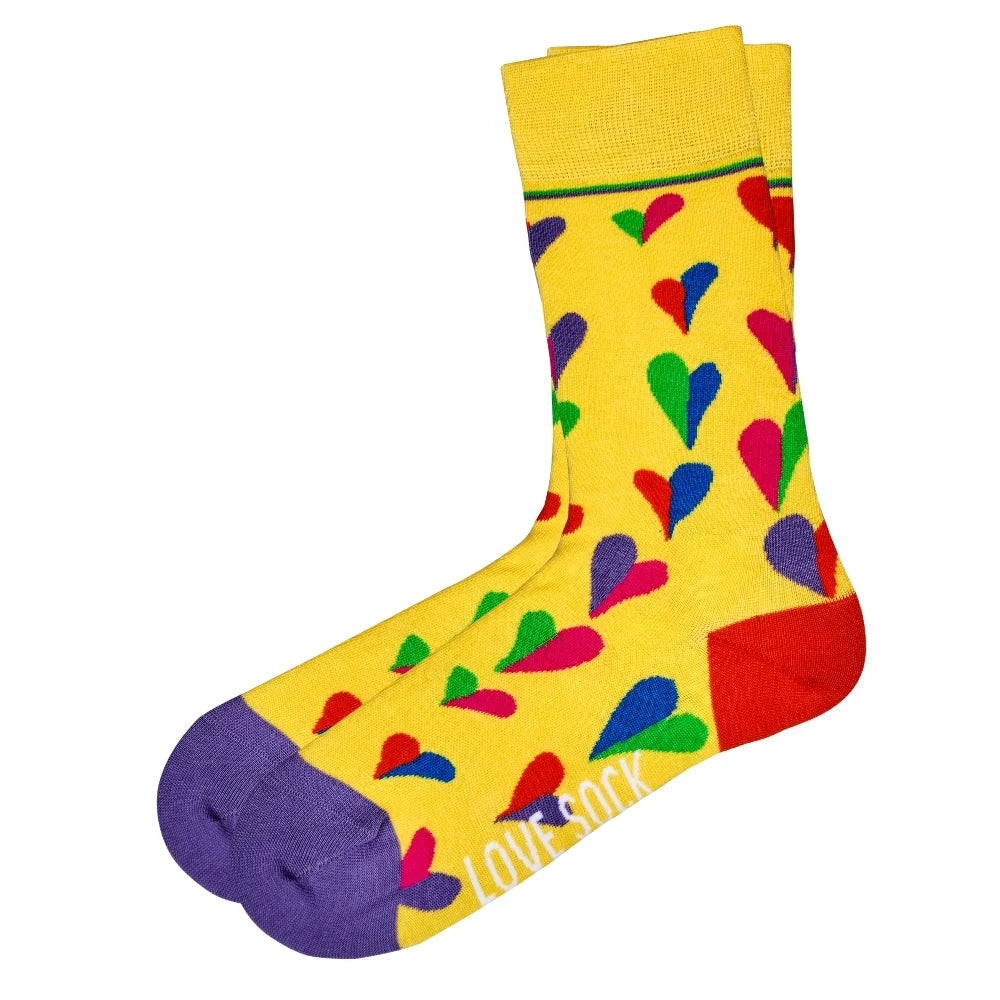 Funky Hearts Colorful fun patterned organic novelty crew socks - LOVE SOCK COMPANY