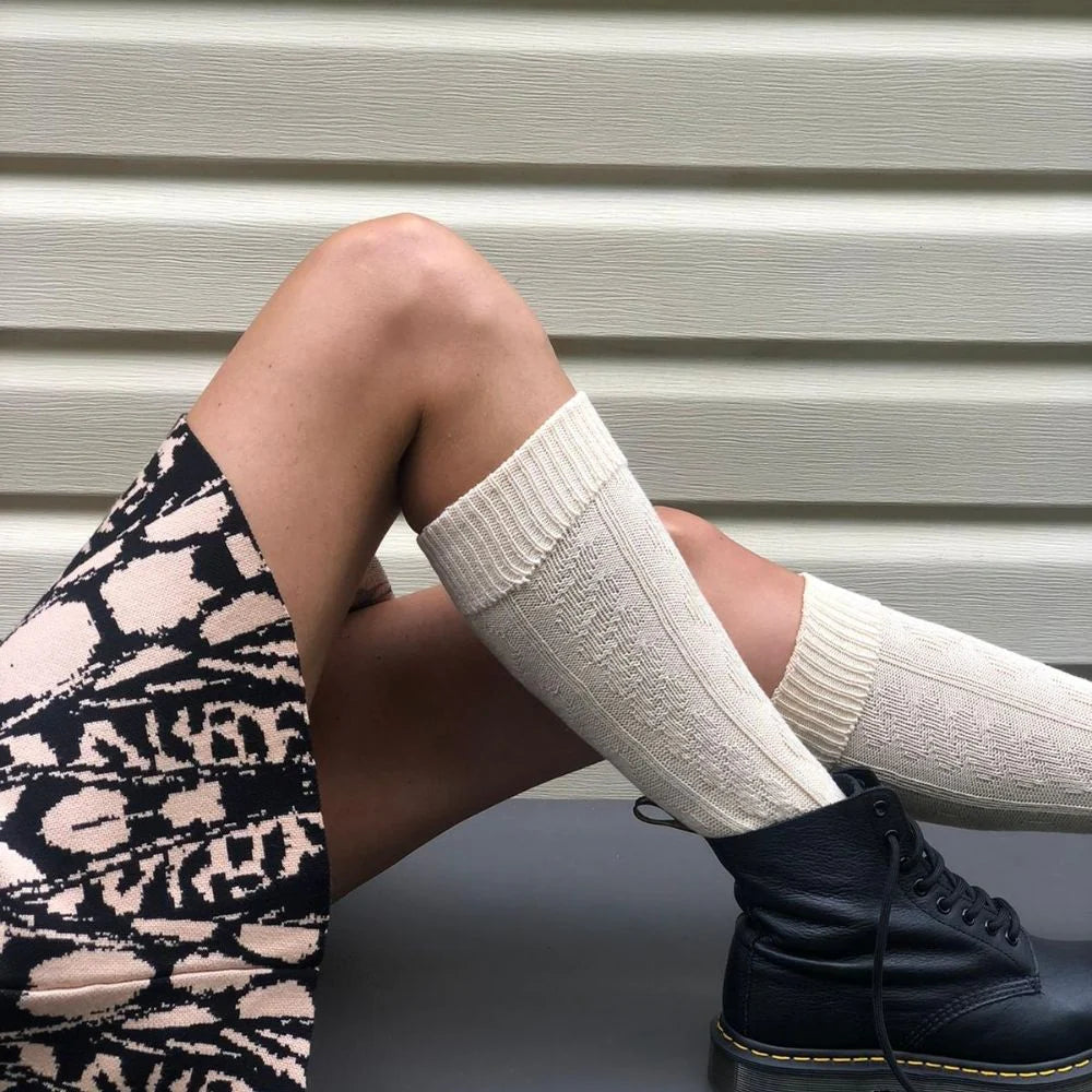 Women s Beige Knee High Socks Organic Cotton Stay Up Comfort