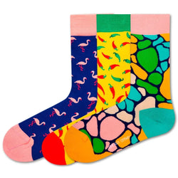 Love Sock Company 3 Pair Funky Women's Novelty Crew Dress Socks Chili Flamingo - LOVE SOCK COMPANY