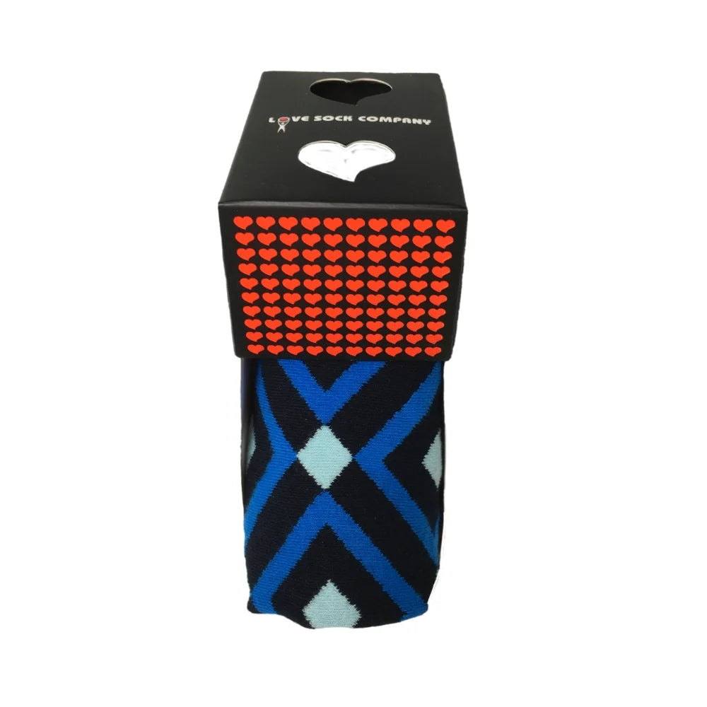 Patterned Men's Dress Socks Mirrors Blue (M) - LOVE SOCK COMPANY