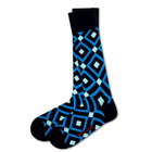 Love Sock Company Colorful Fun Patterned Men's Dress Socks Mirrors Blue (M) - LOVE SOCK COMPANY