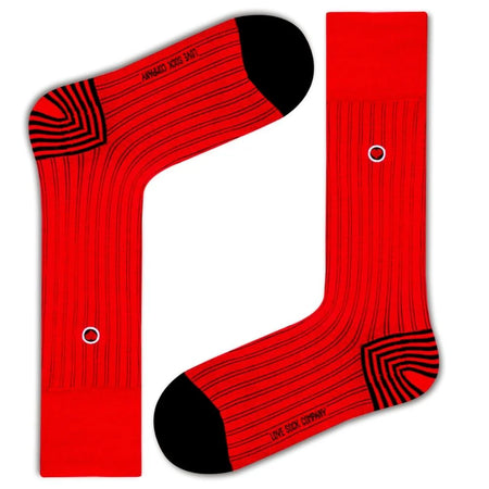 Men's Red Ribbed Dress Socks With Stripes - Business Stripes (M) - LOVE SOCK COMPANY