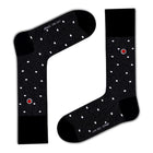 Love Sock Company Funky Patterned Fun Men's Dress Socks Polka Night Black (M) - LOVE SOCK COMPANY