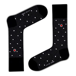 Love Sock Company Funky Patterned Fun Men's Dress Socks Polka Night Black (M) - LOVE SOCK COMPANY