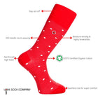 Polka Night Men's Luxury dress Socks Red (M) - LOVE SOCK COMPANY