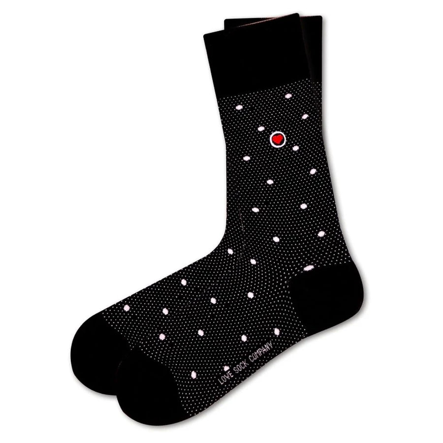 Polka Night Women's Luxury Crew Socks Black (W) - LOVE SOCK COMPANY