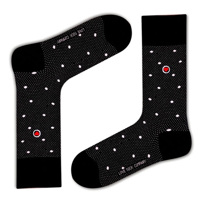 Polka Night Women's Luxury Crew Socks Black (W) - LOVE SOCK COMPANY