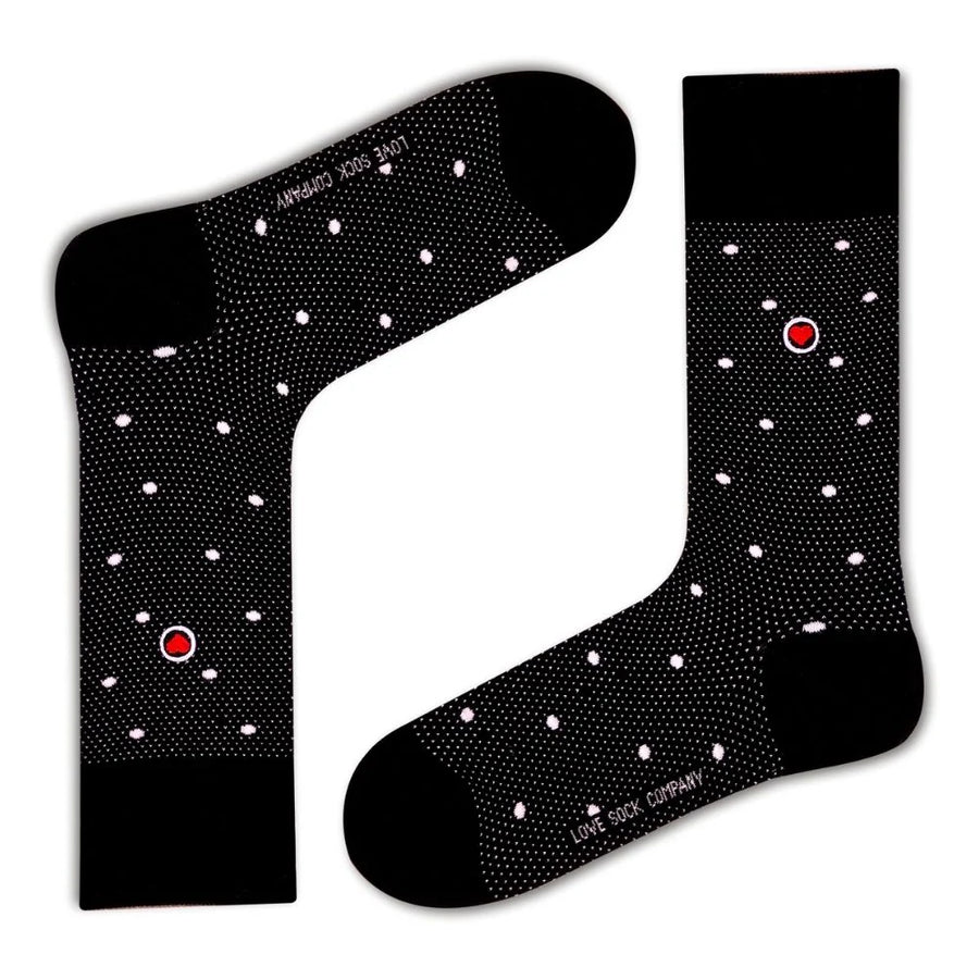 Polka Night Women's Luxury Crew Socks Black (W) - LOVE SOCK COMPANY