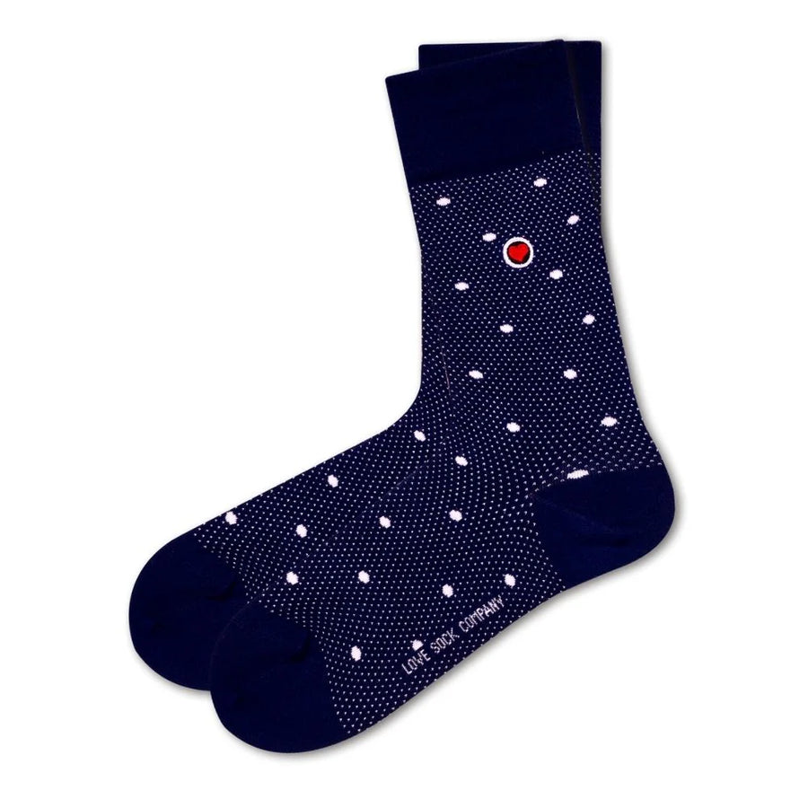 Polka Night Women's Luxury Crew Socks Navy Blue (W) - LOVE SOCK COMPANY