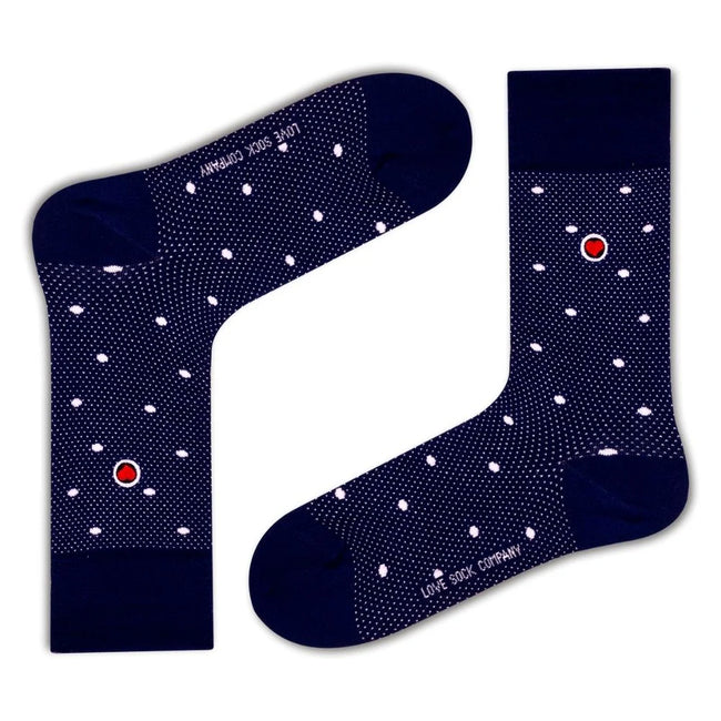 Polka Night Women's Luxury Crew Socks Navy Blue (W) - LOVE SOCK COMPANY