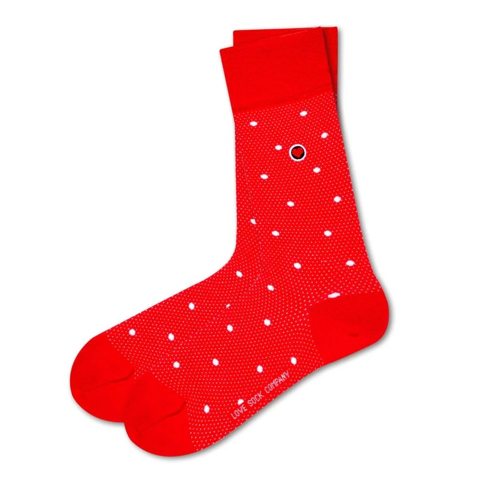 LOVE SOCK Polka Night Women's Luxury Crew Socks Red (W), Size: 6 LOVE SOCK Polka Night Women's Luxury Crew Socks Red (W), Size: 6