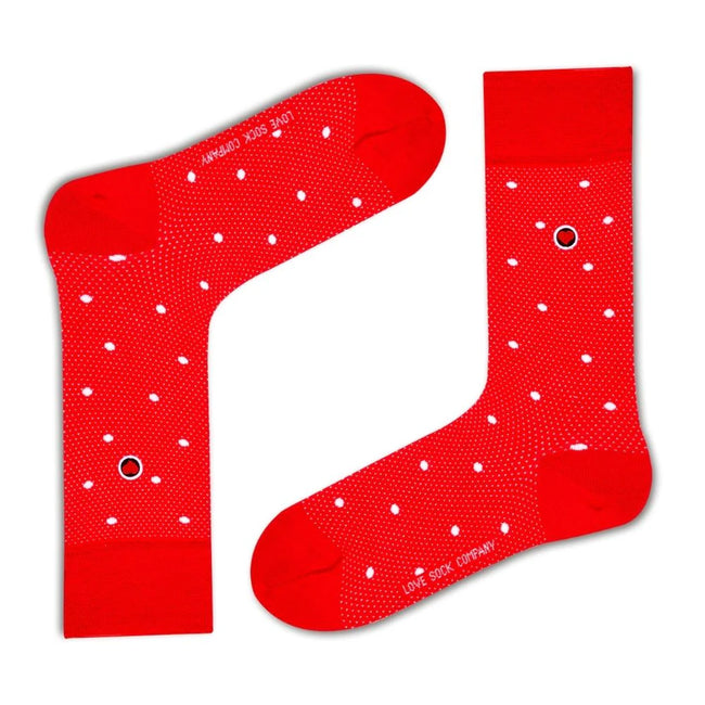 Polka Night Women's Luxury Crew Socks Red (W) - LOVE SOCK COMPANY