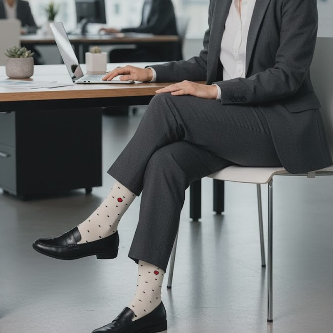 Video of Love Sock Company Women's Mini Polka White crew socks