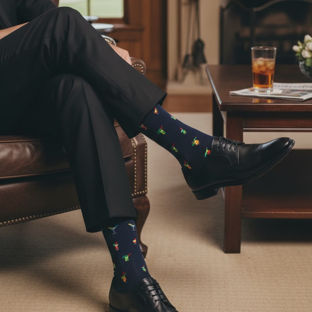 Video of Love Sock Company Men's Cocktails mid-calf dress socks