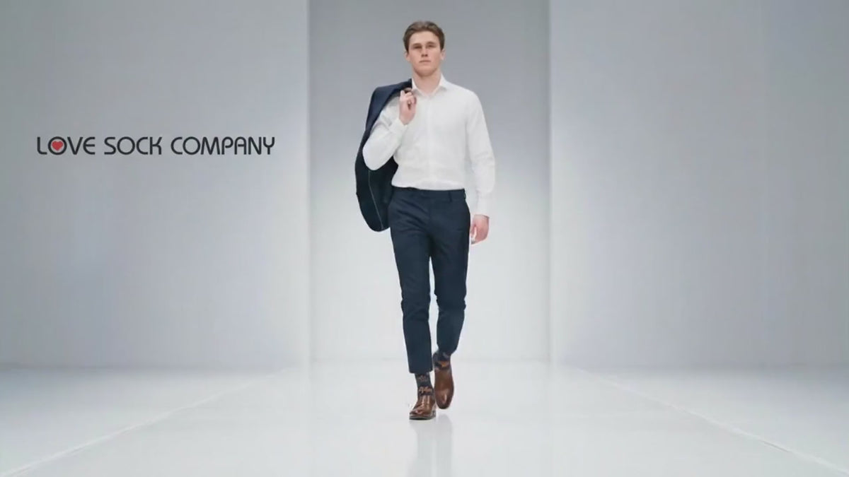 Load video: Love Sock Company runway show: men's and women's organic cotton dress socks
