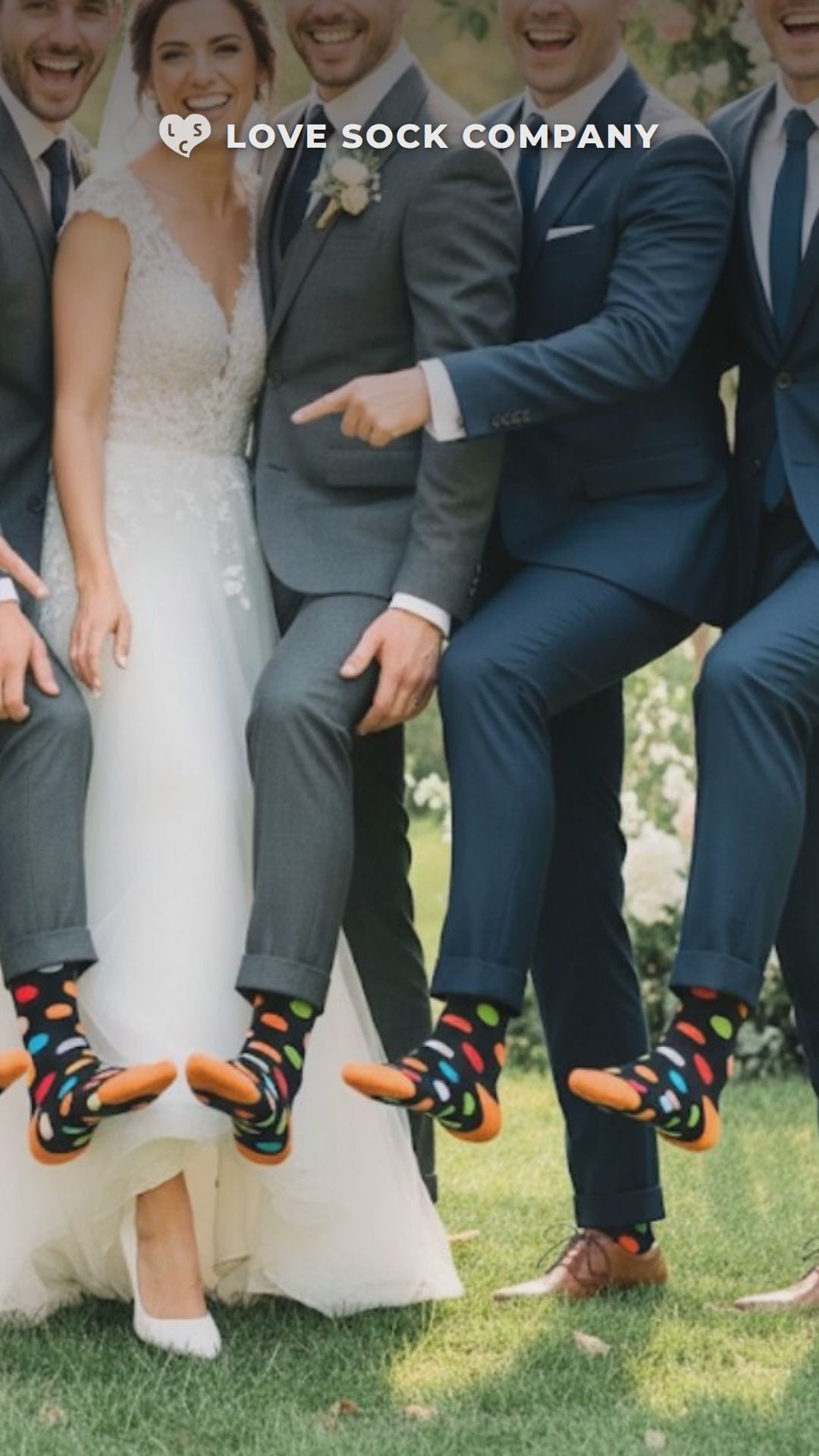 Close-up video of Love Sock Company Big Polka Navy men&