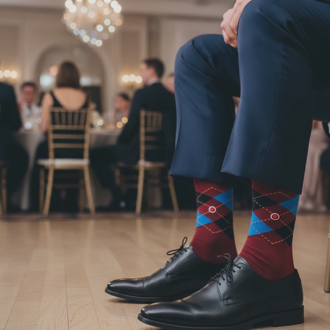 Video of Love Sock Company Men's Dress Socks - Argyle Burgundy