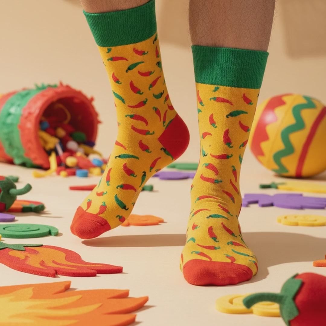 Video of Love Sock Company Men's Seamless Crew Socks - Peppers