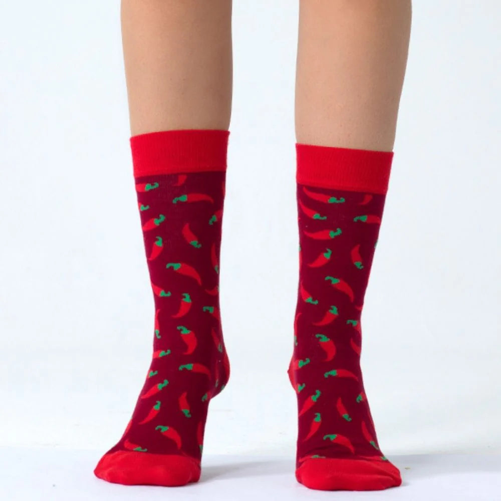 Red Hot Chili Pepper Socks Burgundy (Unisex) - LOVE SOCK COMPANY